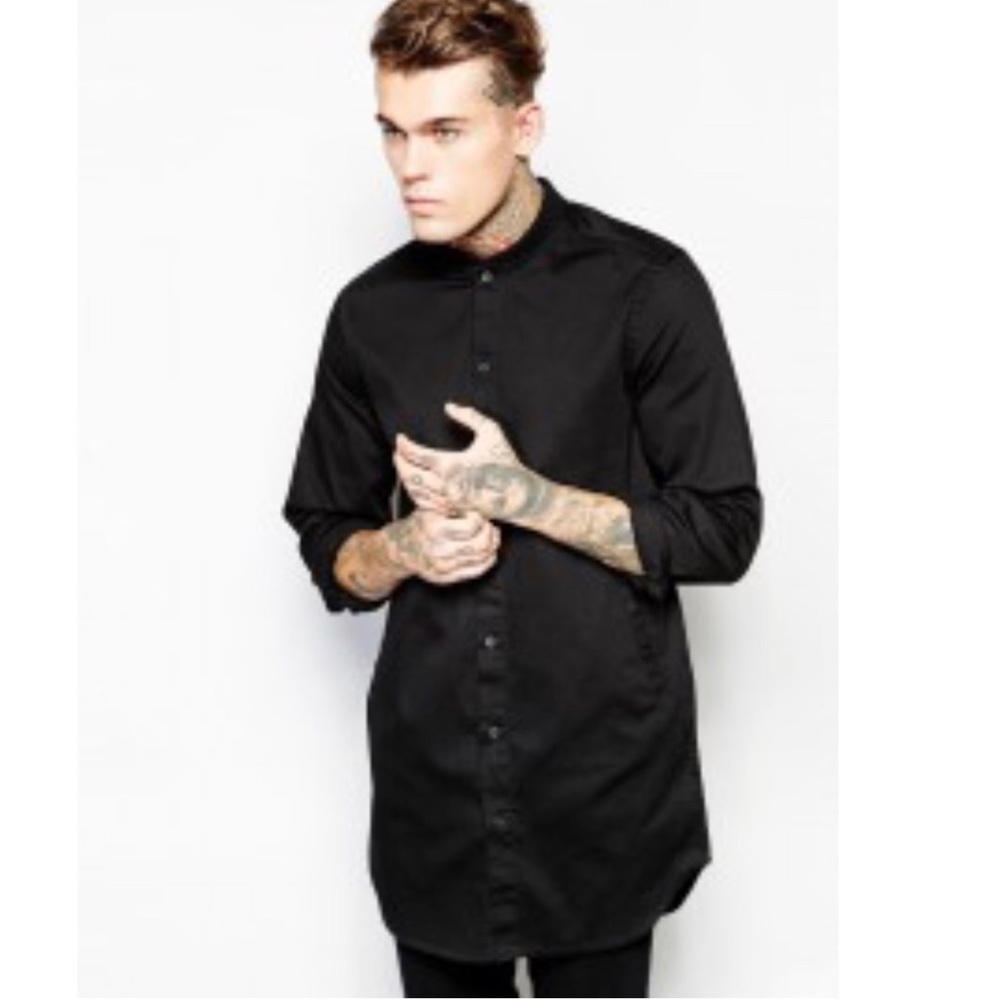 Zara Black Tag Longline Collared Shirt